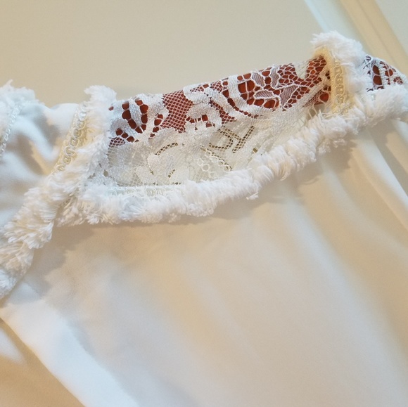 Endless Rose Ivory Drop-Waist LACE/FRINGE Dress-S - Picture 5 of 6